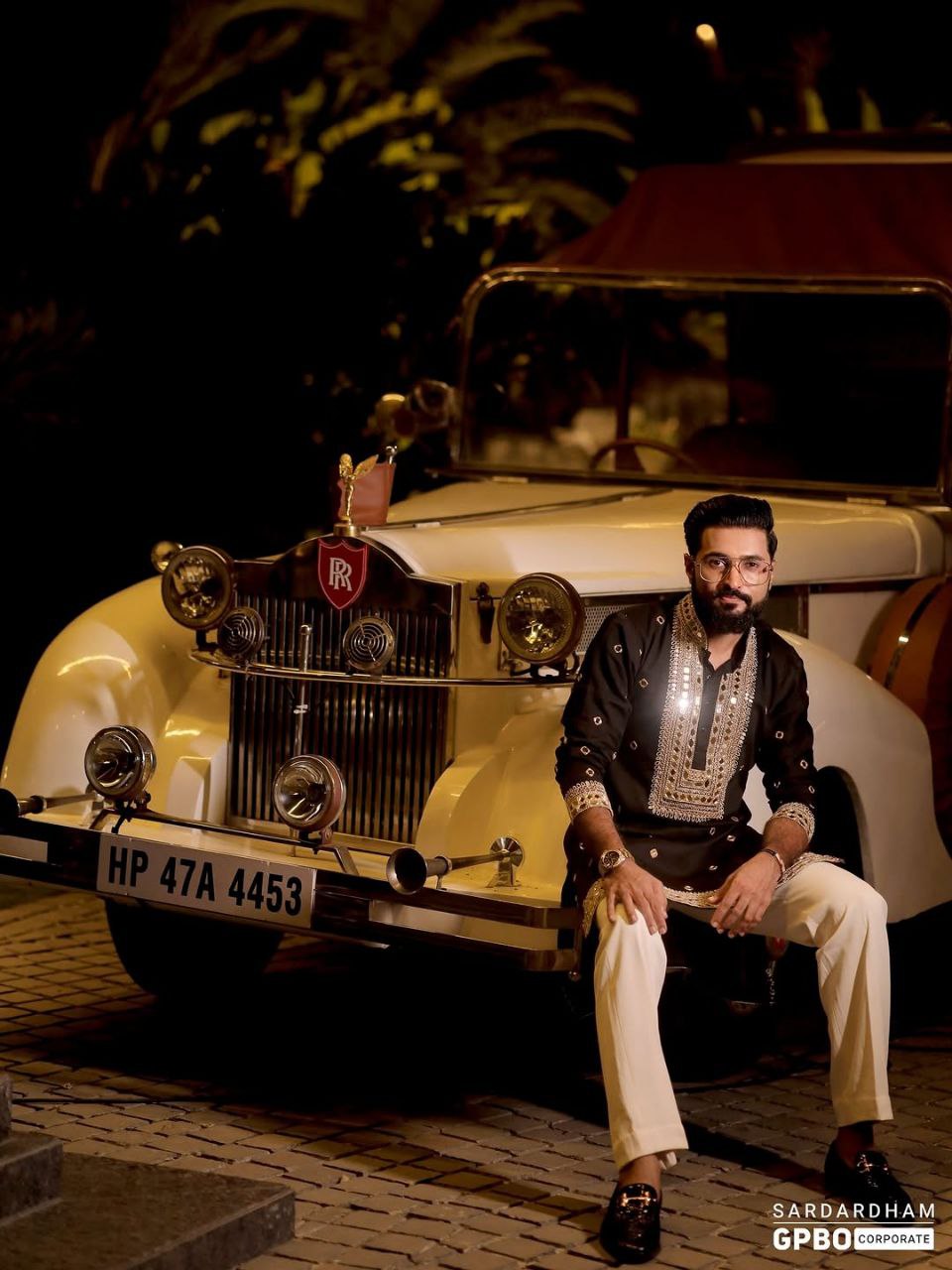 Premium Ethnic Gold Embroidery With Mirror Kurta for Men