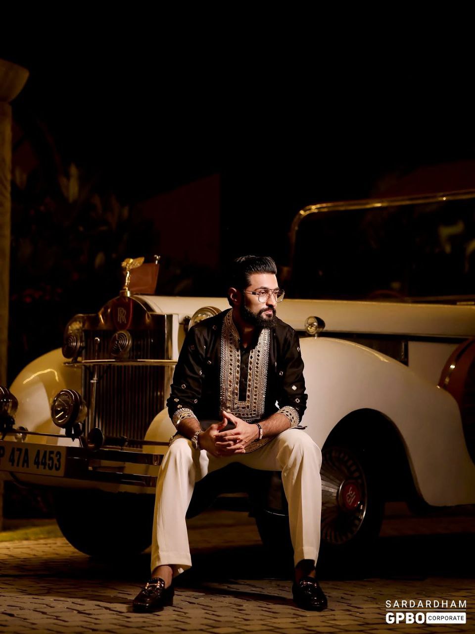 Premium Ethnic Gold Embroidery With Mirror Kurta for Men