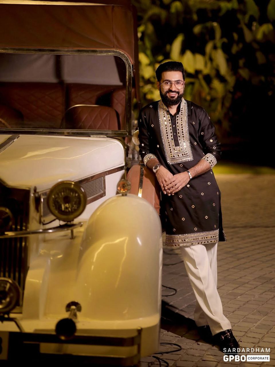 Premium Ethnic Gold Embroidery With Mirror Kurta for Men