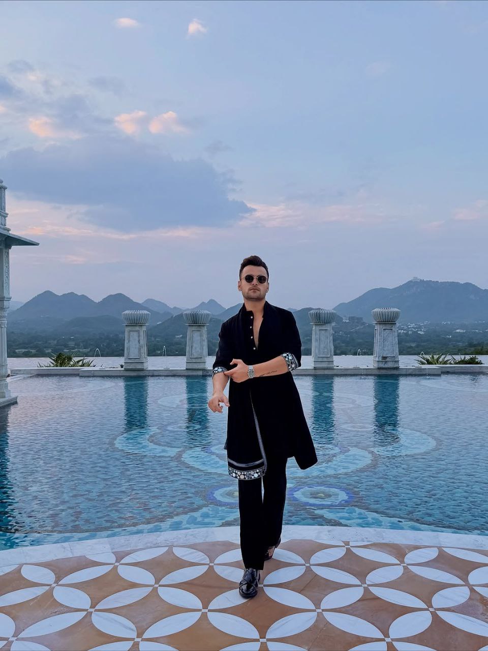 Black Indigo Mirror Embroidered Kurta Pyjama Set With Dupatta