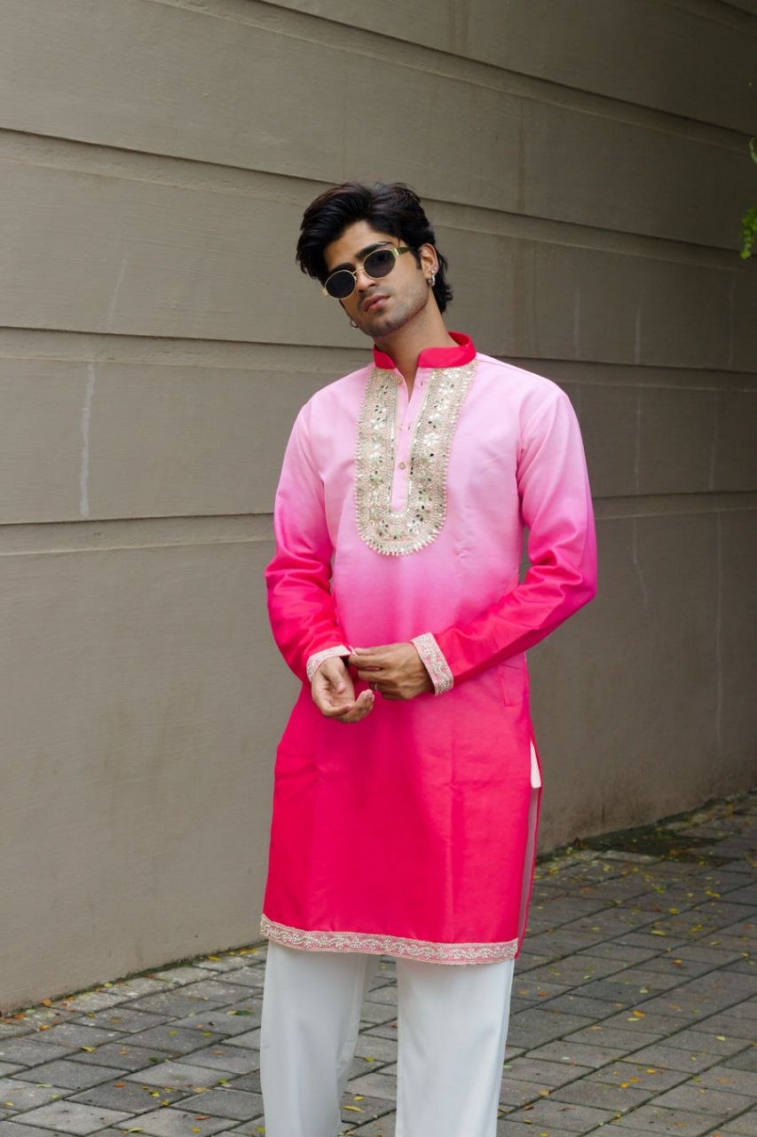 Gulrang Ombre Premium Designer Kurta